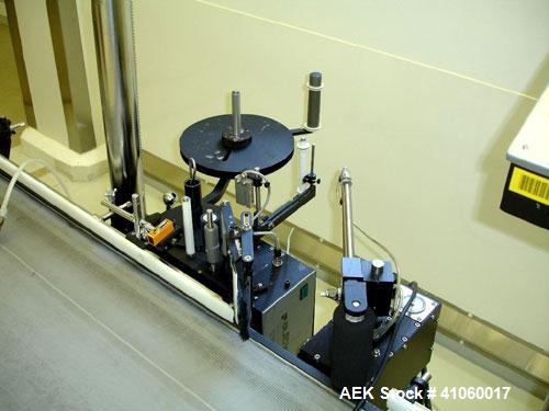 Used Auto Labe Pail Labeler, Model 844, with belt conveyor, serial #971092.