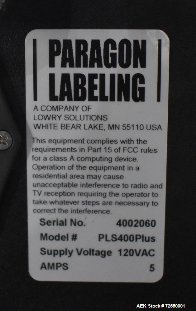 Used- Paragon Labeling Print and Apply Pressure Sensitive Labeler