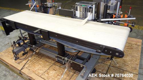 Used Paragon Model PLS-400 Print & Apply Case Labeler. Designed to print barcode and RFID labels using a Datamax DMX-A-4212 Print engine . Machine has a 7” Tall label head. Includes automatic belt ty...
