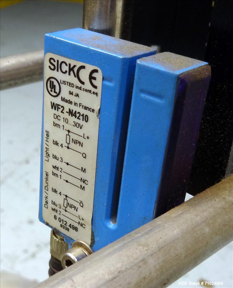 Used Tronics Model S1000 Stand Alone Pressure Sensitive Labeler. Capable of speeds up 1,200" per minute. Has maximum label height of 8.5". Equipped with 9.5" peel plate, tronics hmi, and label sensor...