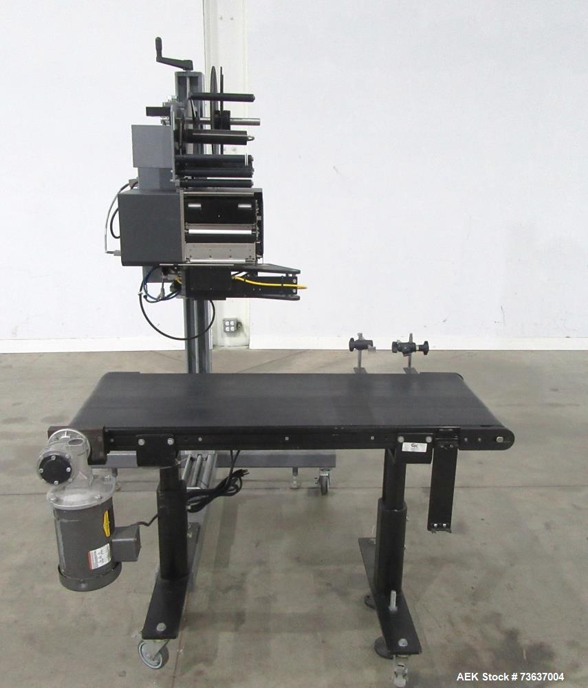 Used ID Technology Model 252 Label Printer Applicator with Conveyor
