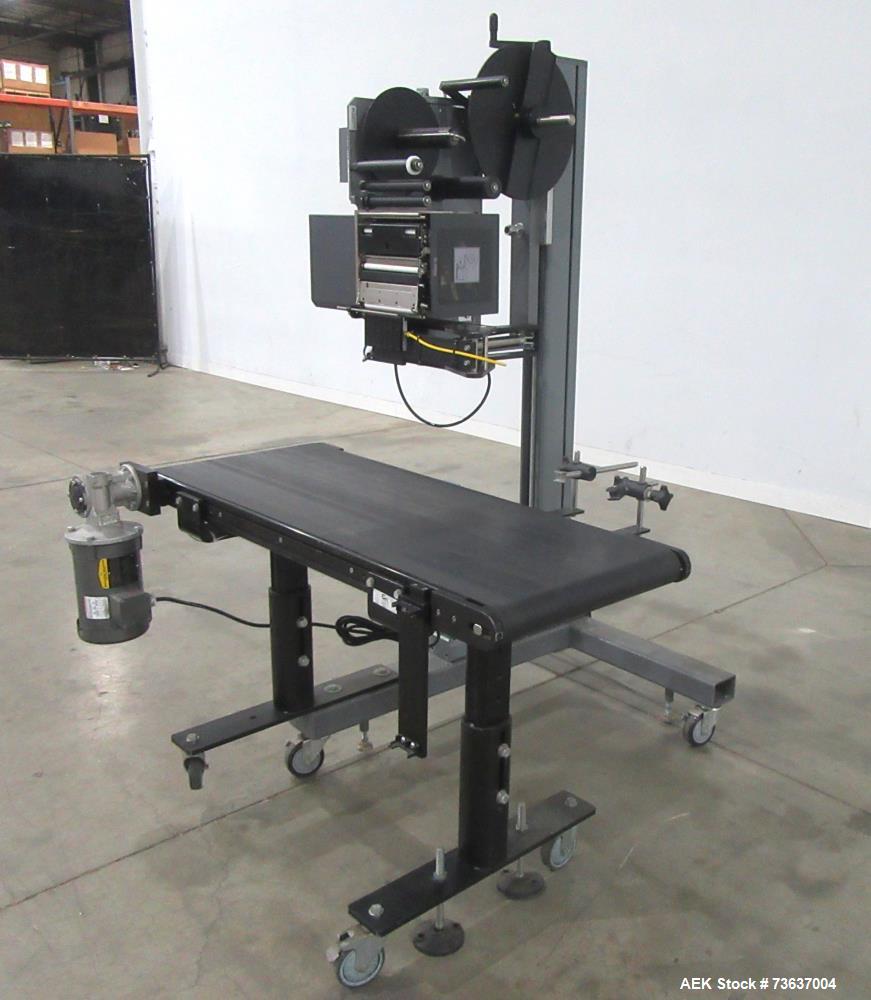 Used ID Technology Model 252 Label Printer Applicator with Conveyor