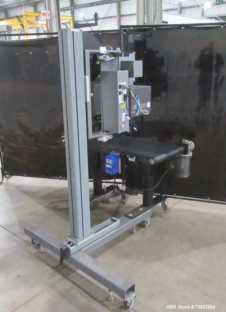 Used ID Technology Model 252 Label Printer Applicator with Conveyor
