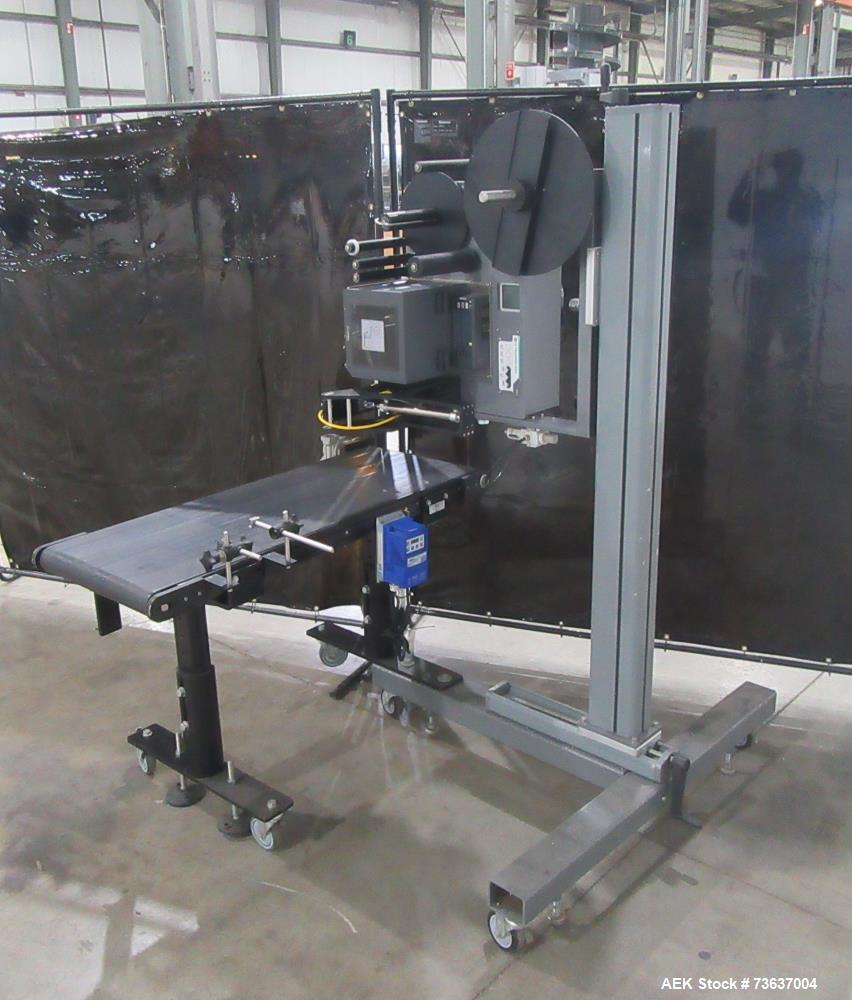 Used ID Technology Model 252 Label Printer Applicator with Conveyor