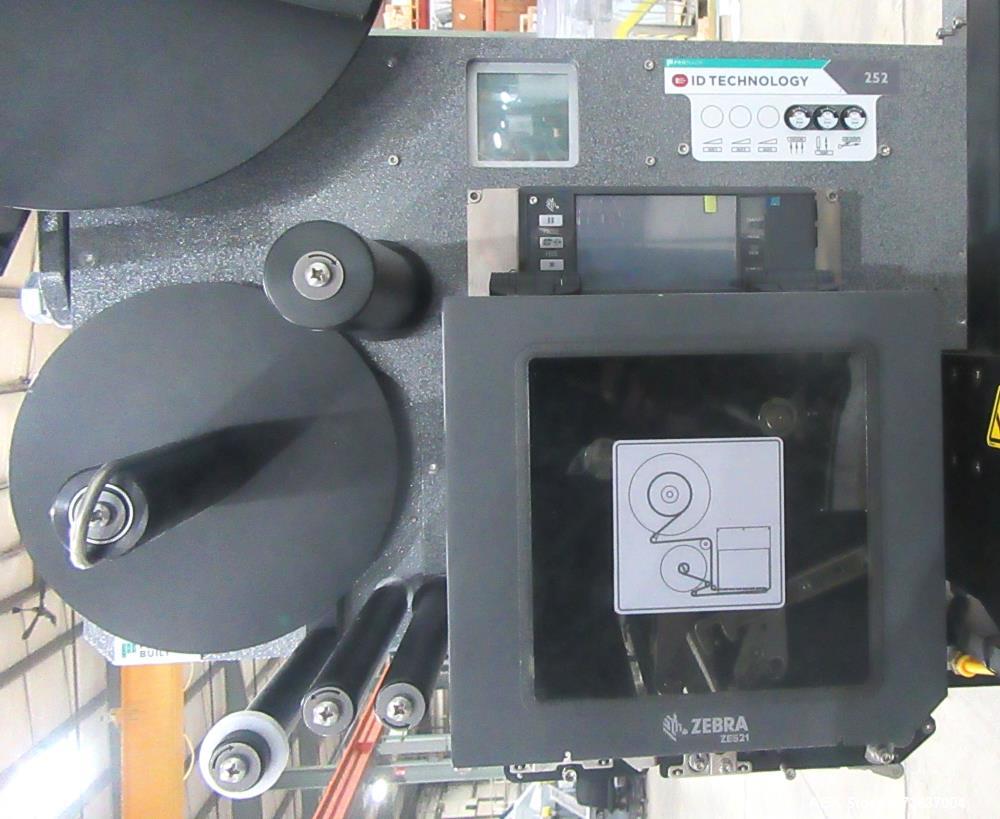Used ID Technology Model 252 Label Printer Applicator with Conveyor