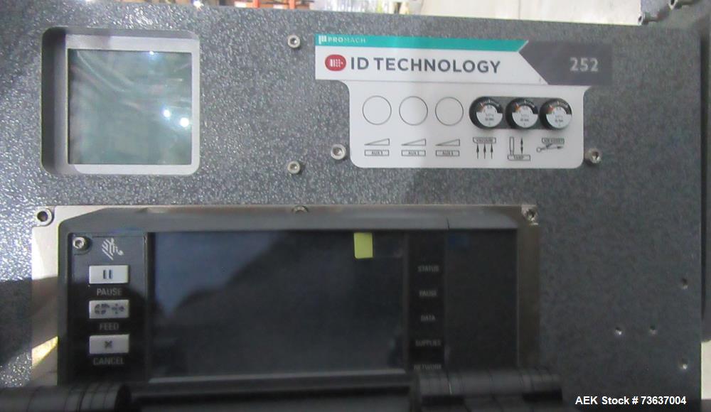 Used ID Technology Model 252 Label Printer Applicator with Conveyor