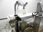 Used Paragon Model PLS-400 Print & Apply Case Labeler. Designed to print barcode and RFID labels. Machine has a 7” Tall label head. Includes automatic belt type case conveyor, integrated on common fr...