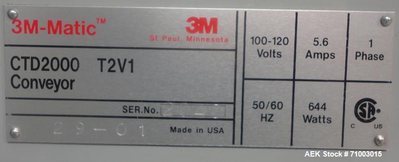 Used 3M Model CA2000L-T3V1 Shipping Case Top Taper with Corner Wrap Print & Apply Label Applicator