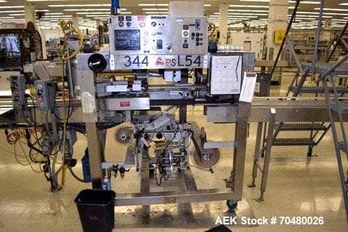 Used Accraply IM2000B bottom pressure sensitive spot labeler. Capable of speeds up to 150 containers per minute. Container size range: (Length) .5" to 12" (Width) .5" to 6" (Height) .5" to 4". Label ...