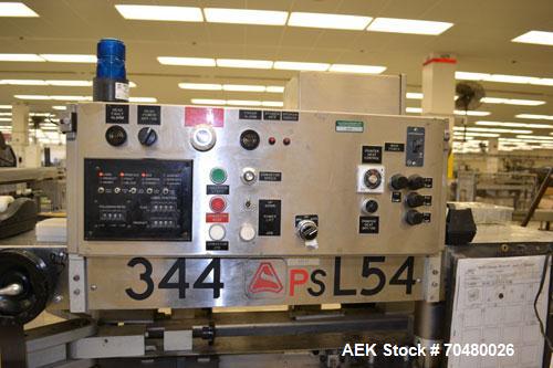 Used Accraply IM2000B bottom pressure sensitive spot labeler. Capable of speeds up to 150 containers per minute. Container size range: (Length) .5" to 12" (Width) .5" to 6" (Height) .5" to 4". Label ...