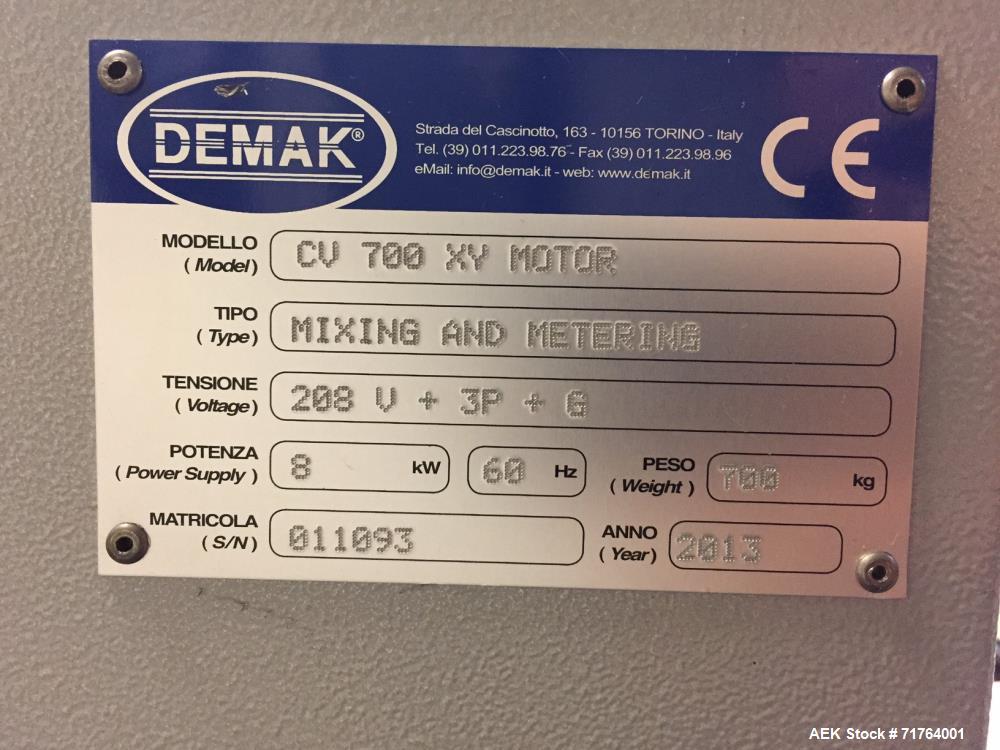 Used Demak Doming Machine, Model CV 700 XY Motor and Palletizer 1000