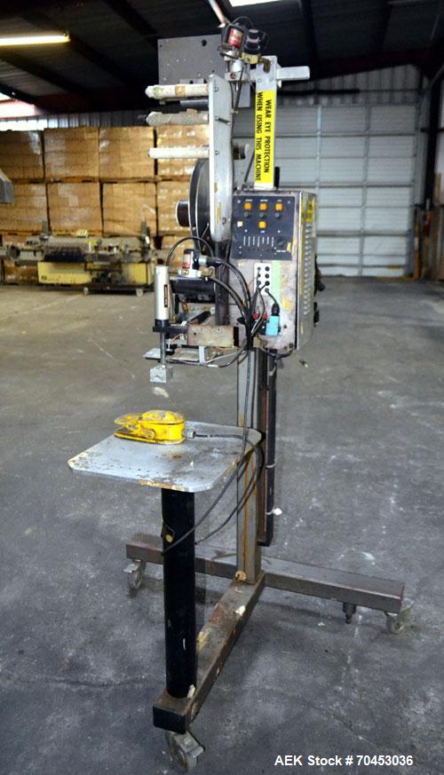 Used- LSI Loose Loop Print & Apply Labeler, Model 1360, capable of 120 products per minute. Can accommodate up to 4" x 4" la...