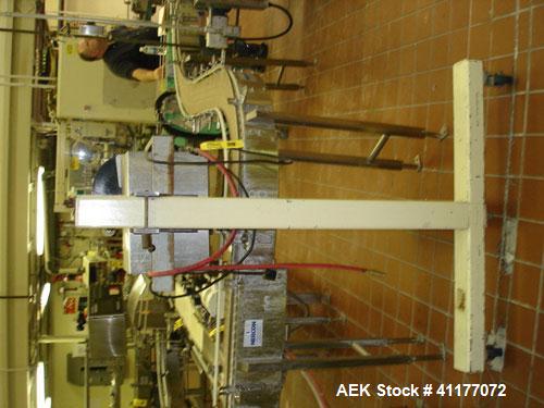 Used Label-Aire Pressure Sensitive Spot Labeler, Model 2111M. Designed for roll fed labels. It is microprocessor controlled and blows the labels on with a blast of air. It will apply labels sized fro...