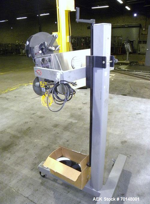 Used Label-Aire Model 2114 CDL High Speed Pressure Sensitive Spot Labeler. Machine is capable of speeds up to 1250 linear inches of web per minute. Has a label size range: length 3/4" to 5.5" or 19mm...