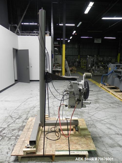 Used Label-Aire Model 3111CD Pressure Sensitive Blow On Labeler capable of speeds up to 1500” of web per minute. Label size range: width .88” to 4.13”, length .75” to 5".  Label roll up to 12” diamet...