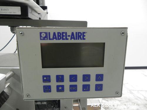 Used Label-Aire Model 3111CD Pressure Sensitive Blow On Labeler capable of speeds up to 1500” of web per minute. Label size range: width .88” to 4.13”, length .75” to 5".  Label roll up to 12” diamet...