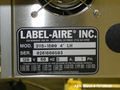 Used Label-Aire Model 3115-1500-4" LH Top and Bottom Hugger Belt Labeler