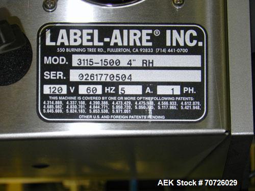 Used Label-Aire Model 3115-1500-4" LH Top and Bottom Hugger Belt Labeler