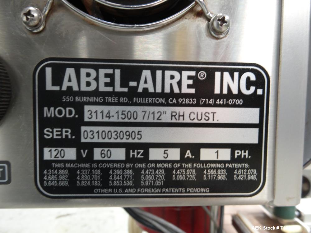 Used Label-Aire Model 6114 Pressure Sensitive Top Labeler
