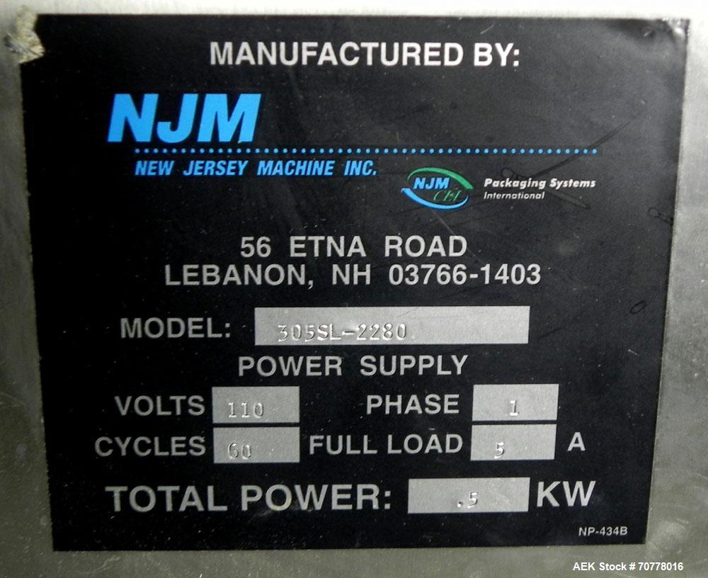Used New Jersey Machine 305SL Colt Pressure Sensitive Labeler. Machine is rated at speeds of up to 800" of label per minute. Label range minimum 5/8" high x 3/8" long, maximum 5" high x 5" long. Roll...