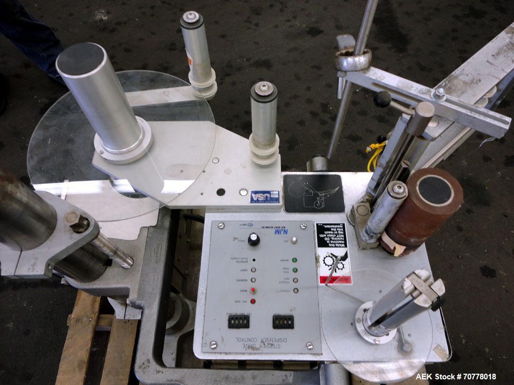 Used New Jersey Machine 305SL Colt Pressure Sensitive Labeler. Machine is rated at speeds of up to 800" of label per minute. Label range minimum 5/8" high x 3/8" long, maximum 5" high x 5" long. Roll...