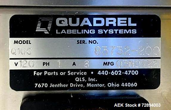 Quadrel Q105 LH Labeling Head with clear label detect sensor and painted T-Base