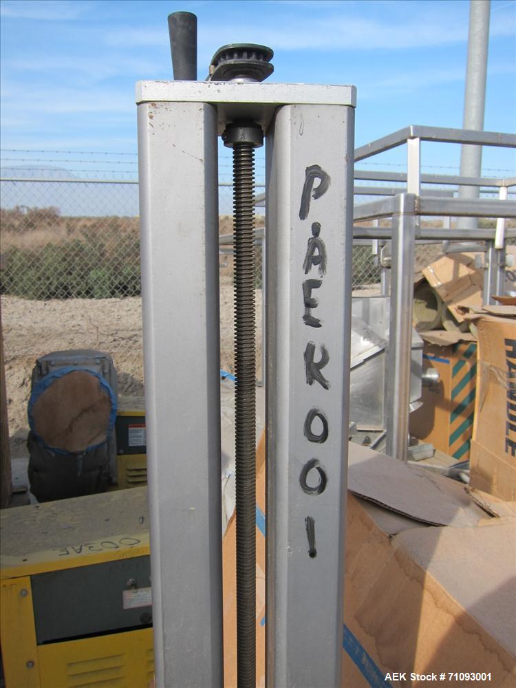 Used Quadrel Model Q41 Pressure Sensitive Spot Labeler on T-Stand. Capable of speeds up to 300 per minute (Depending on label size). Label size range: (Length) 1/2" - 5" or 13mm - 127mm (Width) 1/2" ...