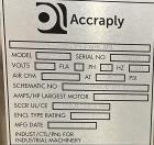 Used Accraply Model 350B-S Series Top and Bottom Labeling System. Capable of up to 120 products per minute depending on application. Special purpose labeling system developed specifically to apply to...
