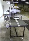 Used Harland Comet Pressure Sensitive Top Labeler, Head unit # 7809. Size range: width 10mm to 205mm, length 10mm to unlimited. Label core reel 76mm, diameter 400mm. Label web speed up to 42 meters/m...