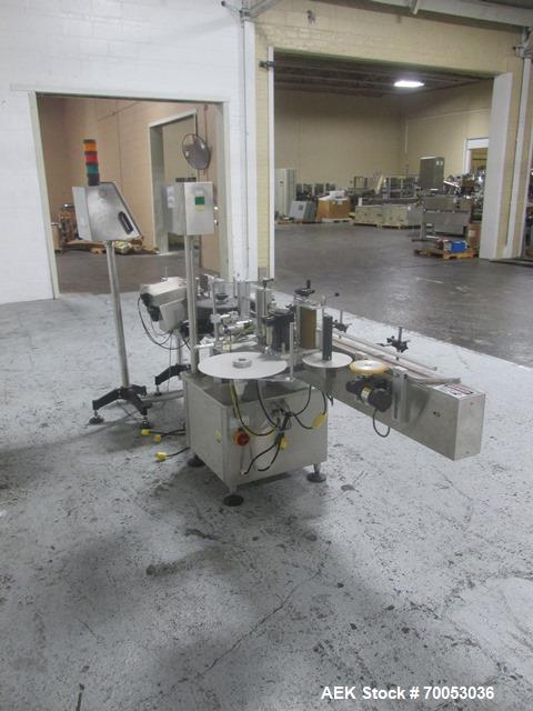 Used- New Jersey Wrap Around Labeler, Model UNI300V-S007. Includes Optel vision system, model Optel OP300, 120 volt, serial#...