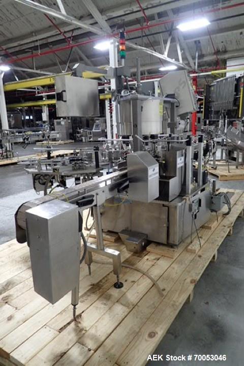 Used-Used Sancoa rotary labeler. model# PRL 1500R-S10, 10 station, right hand label head, dual label unwind stand, Industria...