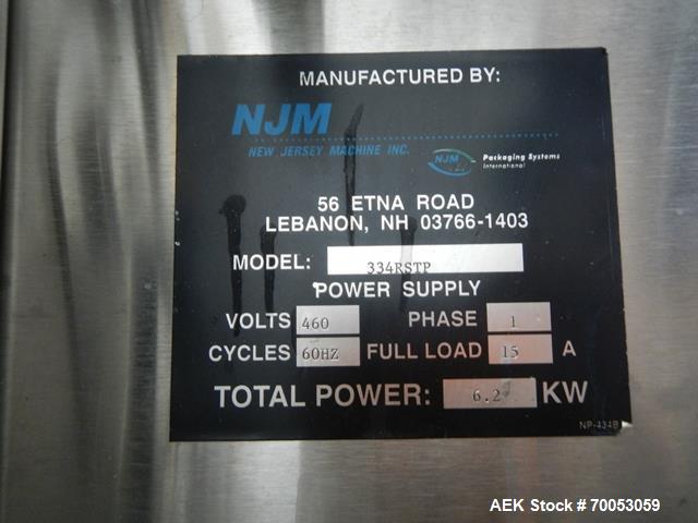Etiquetadora envolvente de New Jersey usada, modelo 334RSTP, velocidades de hasta 400 unidades/minuto, sistema de manejo de ...