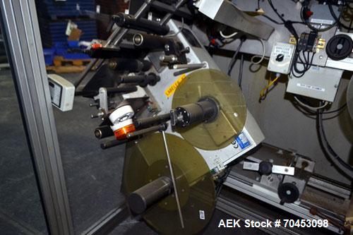 Used ALS T2-350 Automatic Tube Labeler capable of doing plastic or metal tubes. Rated at speeds to 90 tubes per minute (depending on tube size). Tube size: Diameter 10mm - 50mm. Label size range: wid...