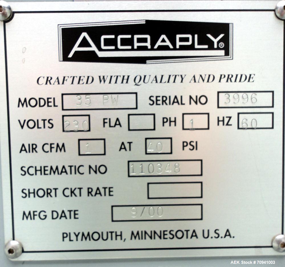 Used- Accraply Model 35PW Wraparound Pressure Sensitive Labeler