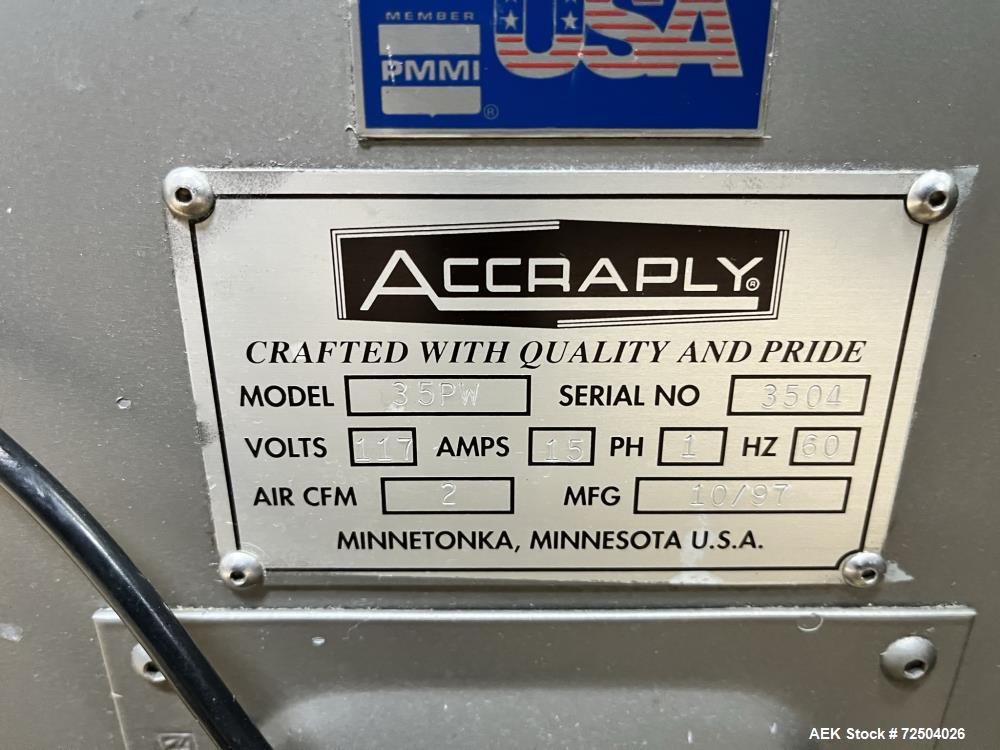 Used Accraply Pressure Sensitive Wraparound Labeler