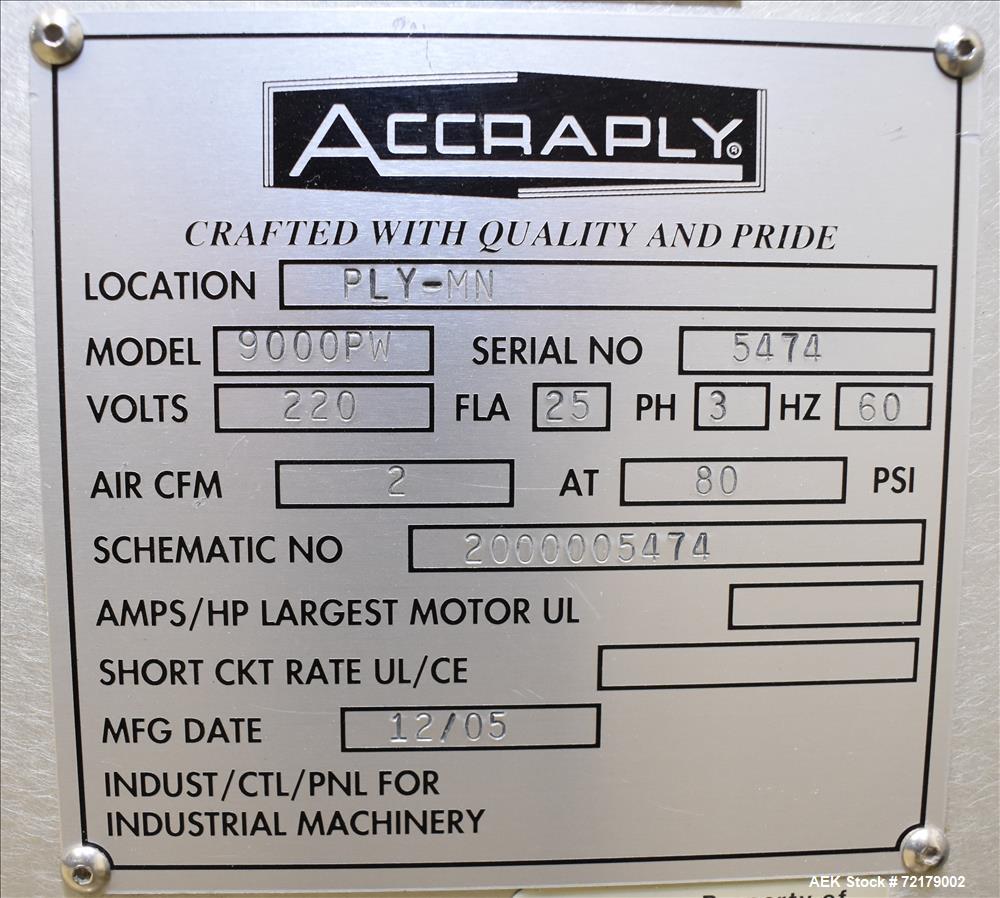 Used Accraply Pressure Sensitive Wraparound Labeler, Model 9000PW
