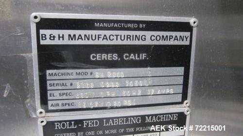 Used B&H Labeler, Model BH2000