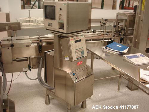 Used Kalish Labelstar Wraparound Pressure Sensitve Labeler, Model LS4000. Capable of speeds up to 150 cpm. Unit has Acuity PMC80 vision system, open date hot stamp coder bump wheel indexing, top hold...
