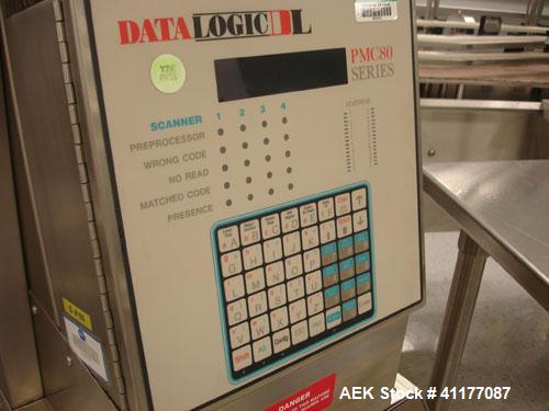 Used Kalish Labelstar Wraparound Pressure Sensitve Labeler, Model LS4000. Capable of speeds up to 150 cpm. Unit has Acuity PMC80 vision system, open date hot stamp coder bump wheel indexing, top hold...