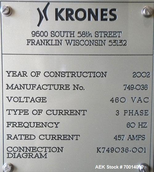 Used Krones Automatic Pressure Sensitive Labeler, Model AUTOCOL. 3/60/460V