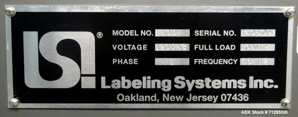 Used LSI (Labeling Systems Inc) Model 1500 Wraparound Pressure Sensitive Labele