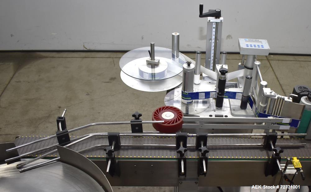 Used Label-Aire 5100 Automatic Wraparound Pressure Sensitive Labeler, Model 5100 6.0" X 8FT 3115. Capable of dispensing up to 1200" per minute. Web width .63" to 7.13". Has a 7"H x 12"L wrap belt. 7"...