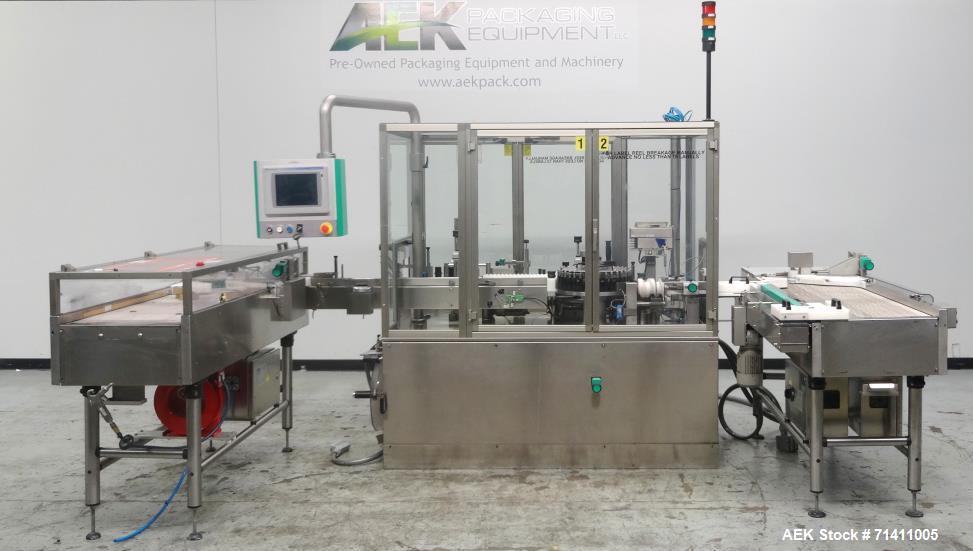 Used Neri Pressure Sensitive Trunion Wraparound Vial/Ampoule Labeler