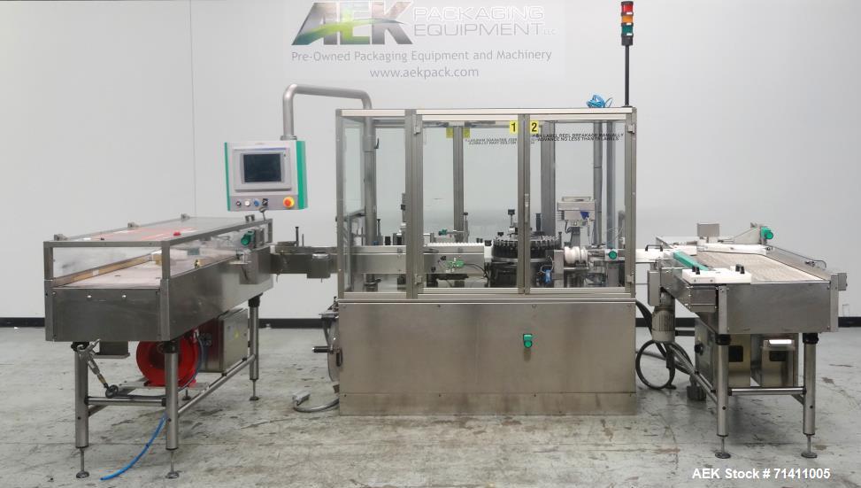 Used- Neri Pressure Sensitive Trunion Wraparound Vial/Ampoule Labeler