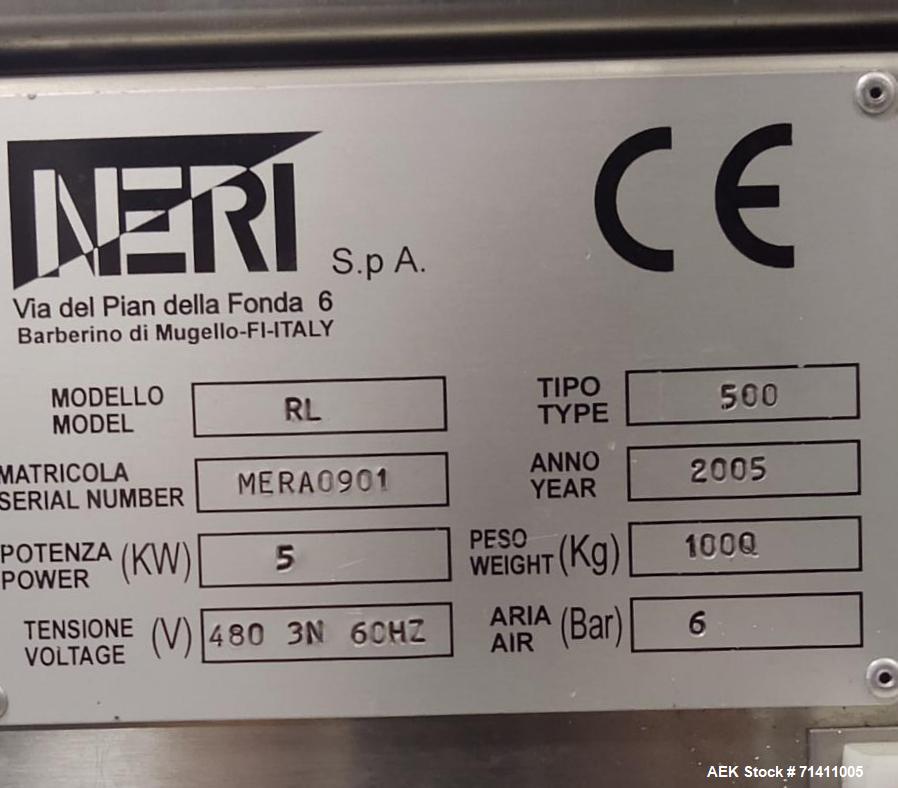 Used Neri Pressure Sensitive Trunion Wraparound Vial/Ampoule Labeler
