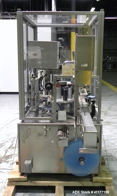 Used Neri Automatic Pressure Sensitive Wraparound Vial Bottle Labeler