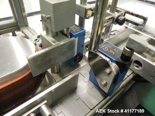 Used Neri Automatic Pressure Sensitive Wraparound Vial Bottle Labeler