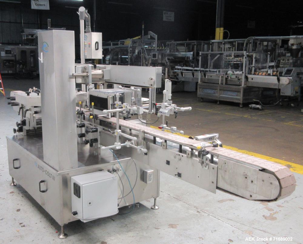 Used- New Jersey Machine Auto-Colt III Automatic Wraparound Labeler