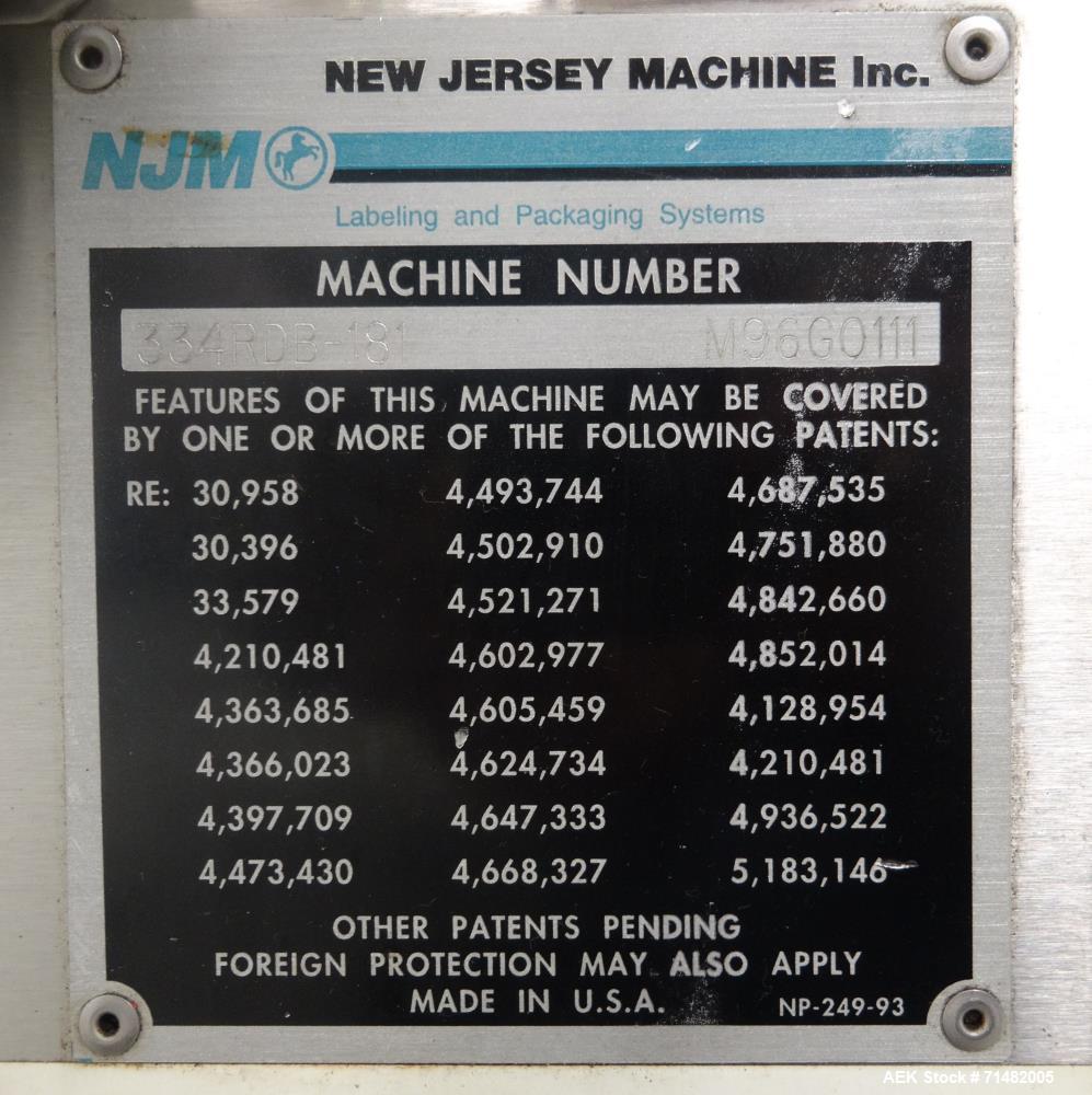 Used New Jersey (NJM) Model 334RDB-181 Pressure Sensitive Labeler