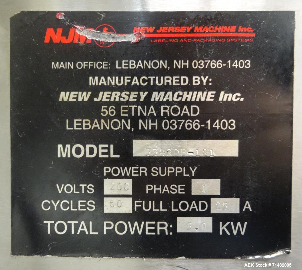 Used New Jersey (NJM) Model 334RDB-181 Pressure Sensitive Labeler
